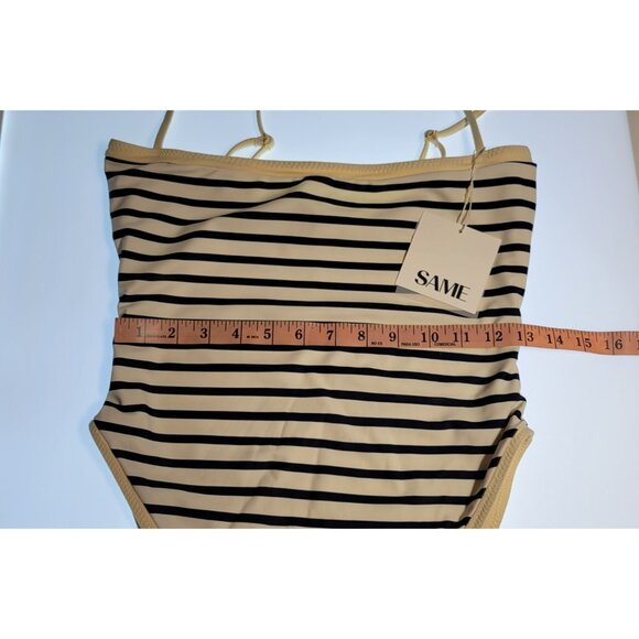 SAME Los Angeles Swim Womens One Piece ColorBlock Stripped Navy Blue Large - Picture 8 of 13